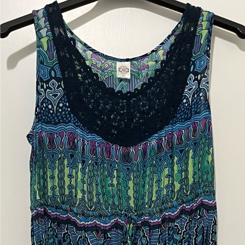 NWT Bila Aqua and Multicolor Patterned Dress - XL